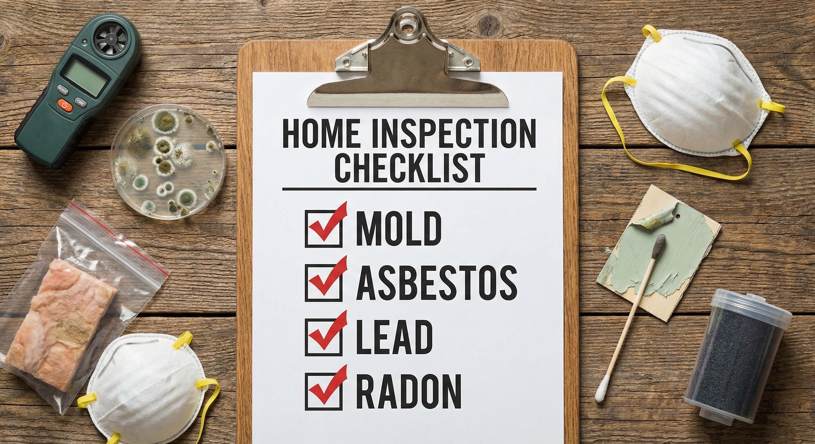 Home inspection checklist for mold asbestos lead and radon